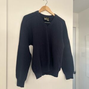 Vintage Barbour Dark Navy V-Neck Knit Sweater - Men's
